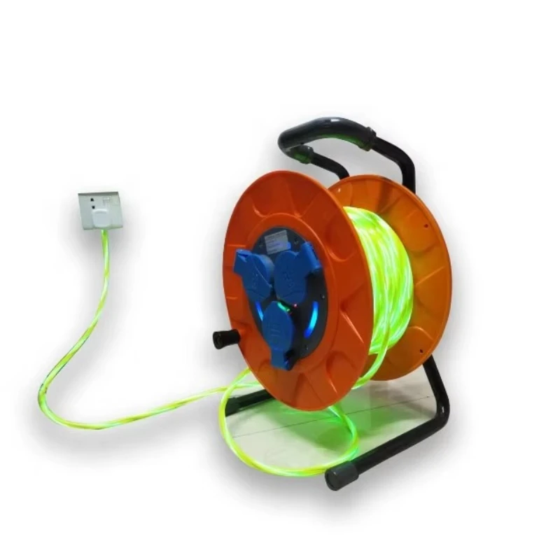 Portable lighting 4-way electric extension power cable reel retractable extension industrial outdoor universal socket