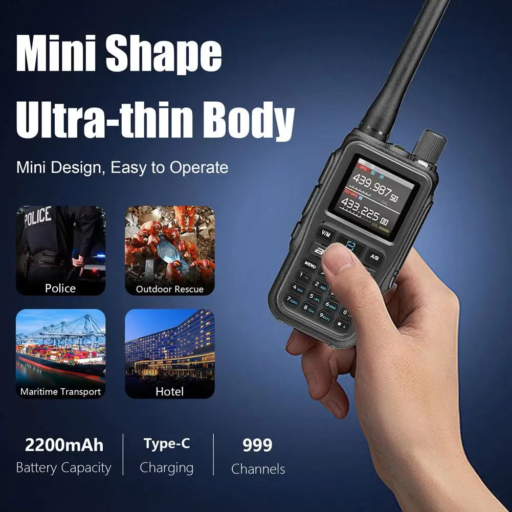 

Рация AM FM VHF UHF Аналоговая любительская радиостанция 999 каналов Аккумулятор 2500 мАч USB-C Перезаряжаемый K7T0
