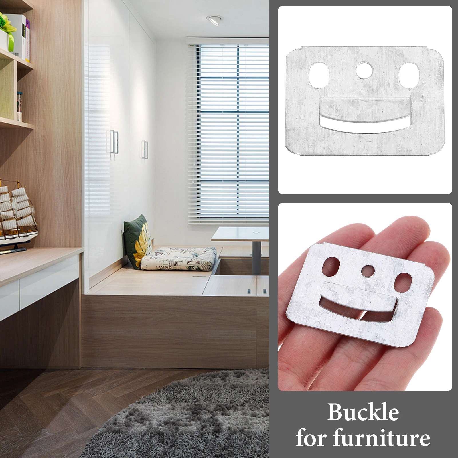 

100 Galvanized Clips 44x31mm Flush Mount Brackets Wall Panel Fixings Furniture Back Clips Sturdy Easy Installation