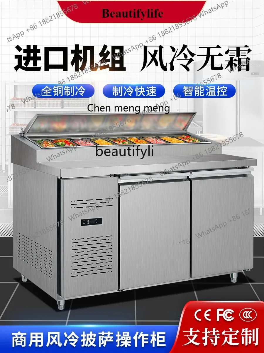 

Лидер продаж, холодильная консоль с воздушным охлаждением, гранулы для пиццы, салатный шкаф, промышленный холодильник, замороженный, чтобы сохранить свежесть