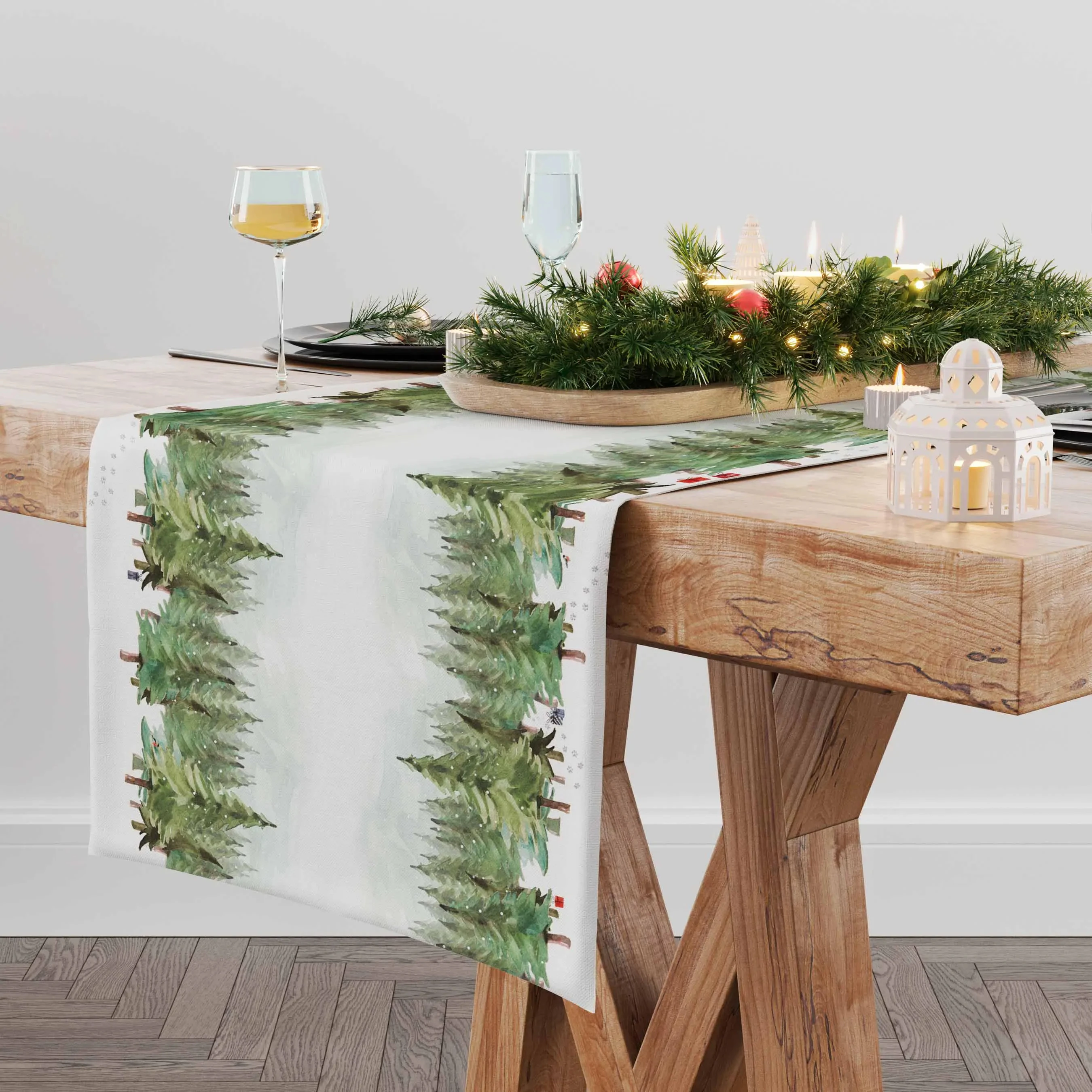 Weihnachts-Tischläufer und Topper mit Pfoten im Schnee-Design, Bettwäsche in Sondergröße für die Feiertagsdekoration, perfektes Weihnachts-/Hausentwärmungsgeschenk