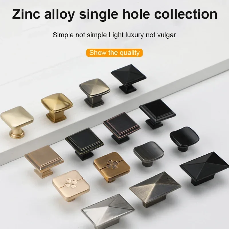 JUIDINTO 16-32mm Kitchen Shoes Cabinet Handle Square Single Hole Drawer Door Handle Vintage Brass Small Drawer Furniture Handle - Detail 1