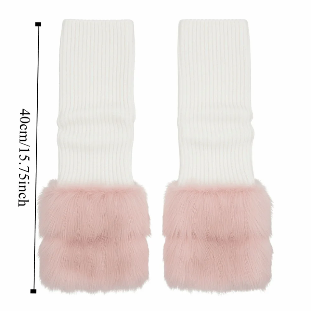 لينة محبوك الشتاء تدفئة الساق Y2K Harajuku فروي تدفئة الساق Kawaii لوليتا JK جوارب طويلة اكسسوارات #6