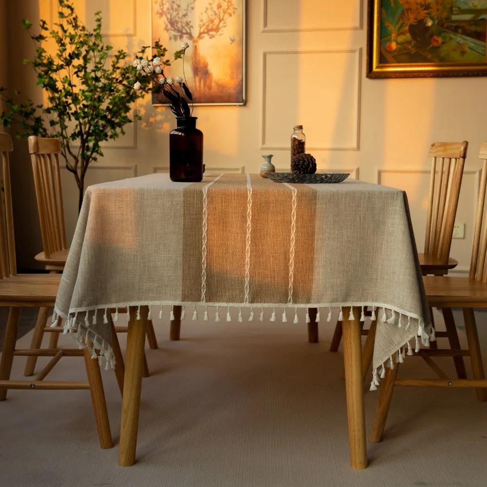 Vintage Pattern Tablecloth Lightweight Fabric Printed Surface Table Cover Washable Material Rectangular Shape Table Linen