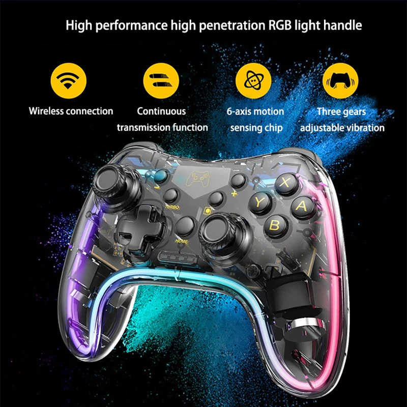 Transparent Personalized Bluetooth Wireless PS4/PS5 Gamepad Suitable for Switch Lite/Nintendo PC Steam/iPhone/Android