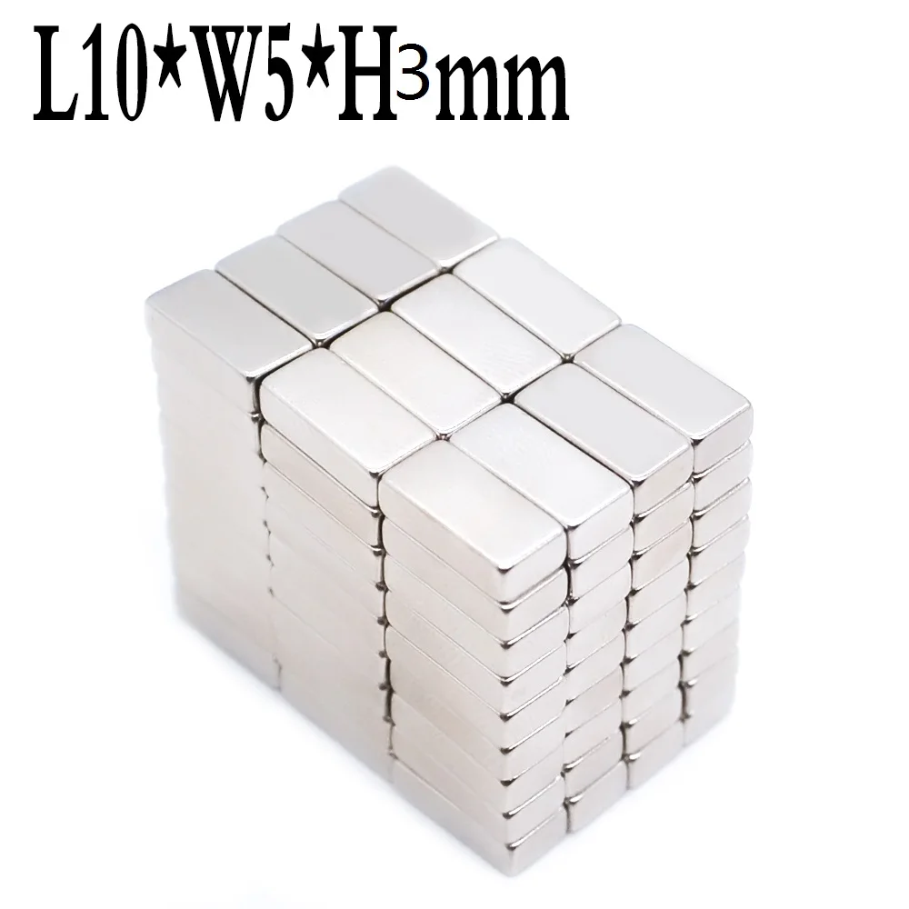 Super Strong Rectangular Square Magnets Rare Earth Neodymium Iron Boron Permanent Magnetic Block Magnet N35 10x5x1 10x5x2 10x5x3