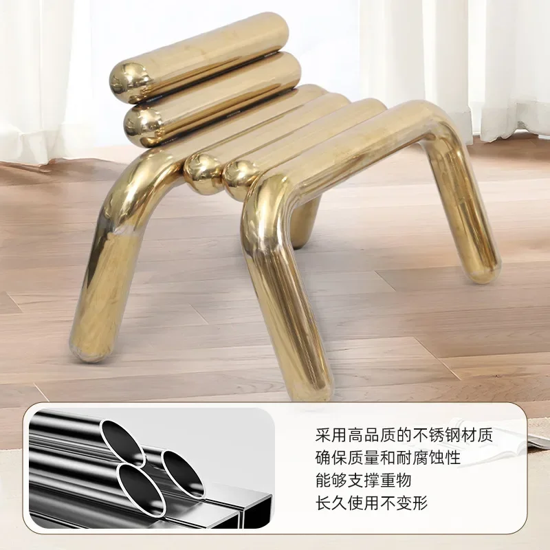 Internet celebrity stainless steel chair, stool, minimalist creative glass coffee table