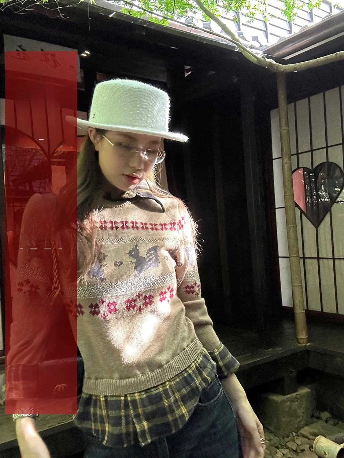 

Винтажный вязаный женский свитер D YANGJUN с длинными рукавами, осенний дизайн 2025 года, с анималистическим принтом, из смесовой шерсти