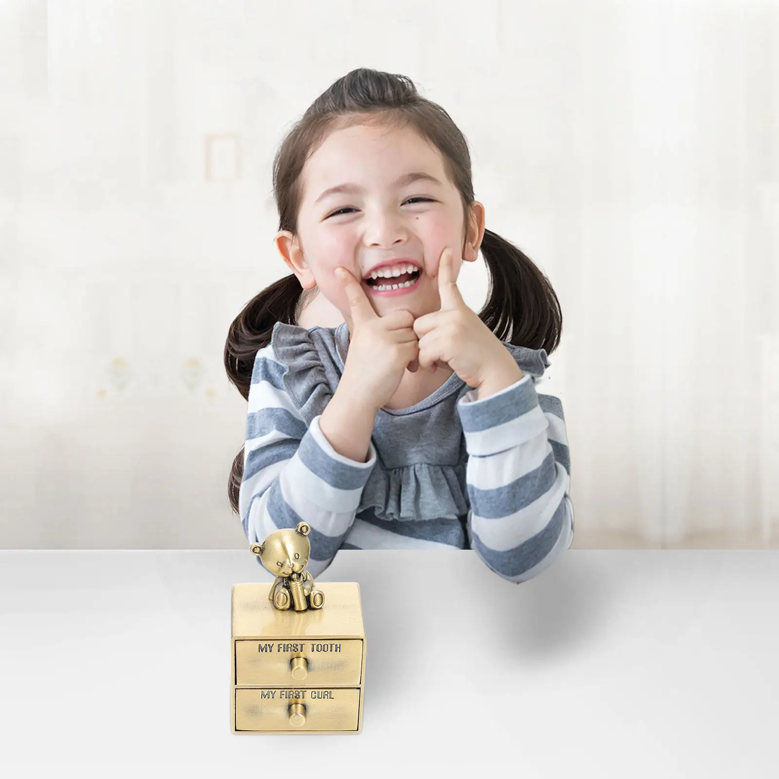 1Pcs Baby Teeth Storage Box Infant Deciduous Tooth Holder Two Drawer Organizer Portable Precious Keepsake Case