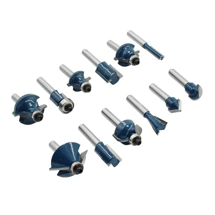 1/4 handle set 12PC Woodworking milling cutter plastic box set Trimming machine engraving machine combination woodworking tool