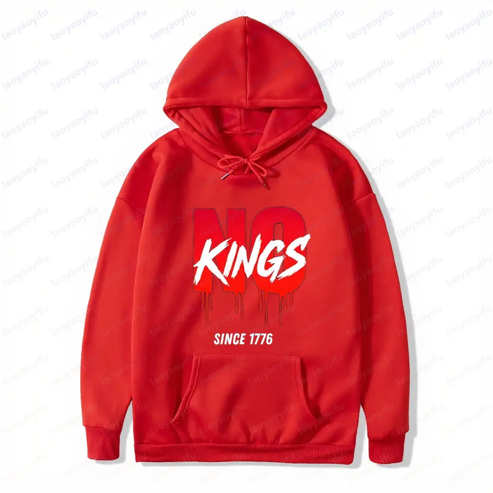 لا ملوك منذ 1776 هوديي خمر الثورة الأمريكية الملابس التصميم الإبداعي الرجال النساء الحياة اليومية بلوزات شعار الملابس #5