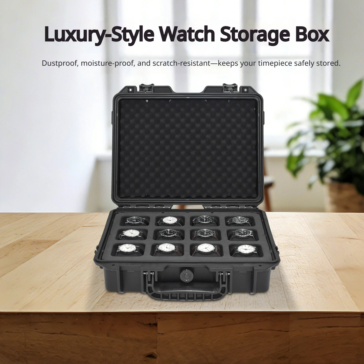 2 Slot Watch Storage Case Waterproof Shockproof Hard Carrying Box With Sponge Liner For Jewelry Display Travel Protection