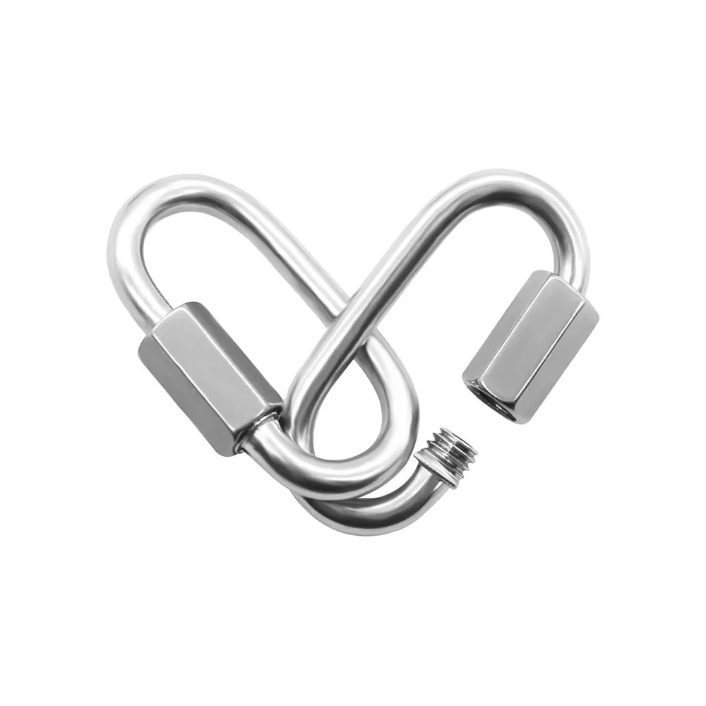 Heavy-Duty 304 Stainless Steel Screw-Locking Quick Link Carabiner for Camping Hiking Fishing Pet Ropes