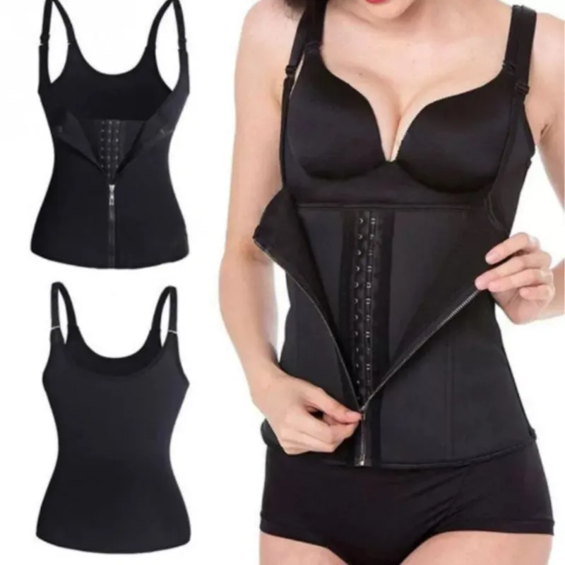 

Body-shaping and slimming top with adjustable zippers for shaping the body and tightening the waist.