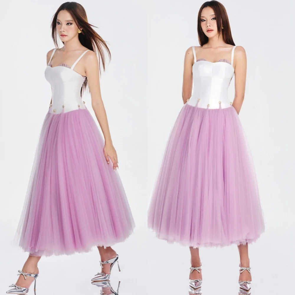 

Customized Temperament Tulle Evening Dress Modern Strapless Sleeveless Homecoming Dresses Classic Special Occasion Gowns