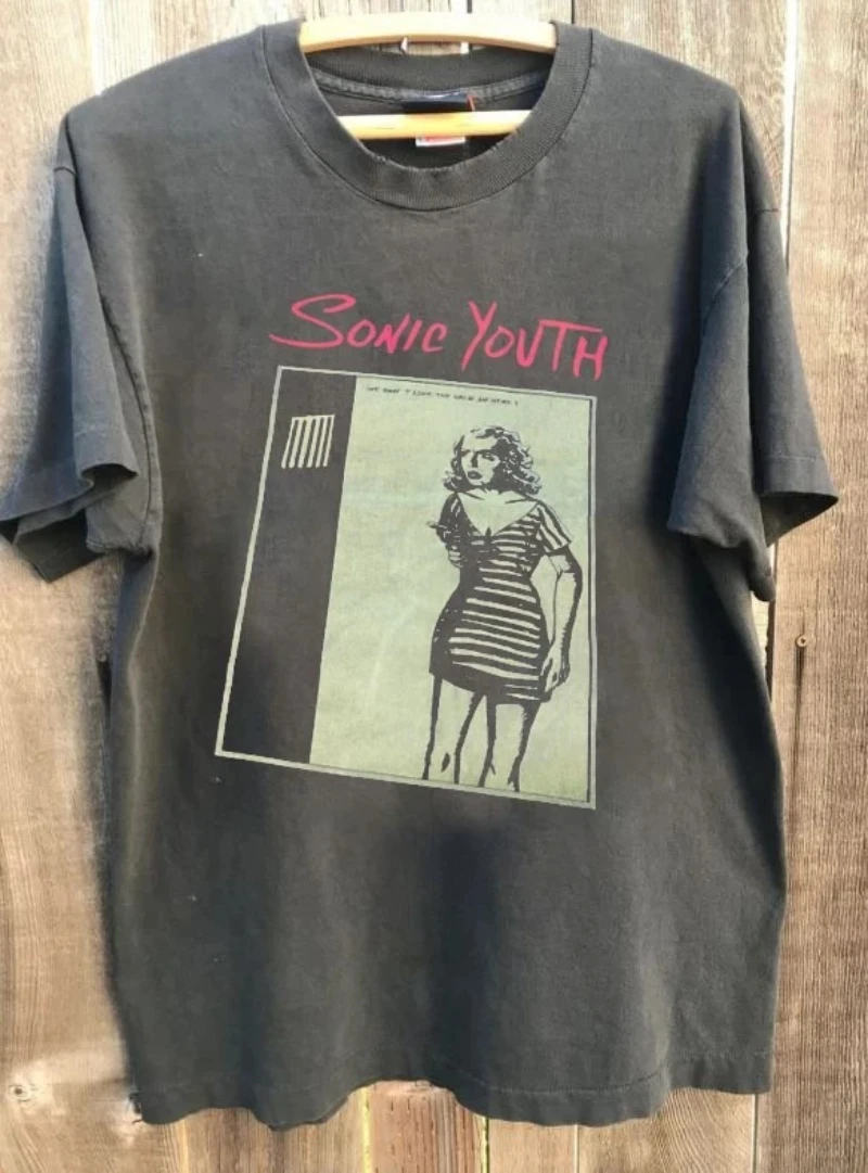 Sonic Youth Band Tour Shirt Rare design Charcoal Unisex Shirt Men Women T shirt Vtg Shirt Graphic 2026 Summer New Women's
