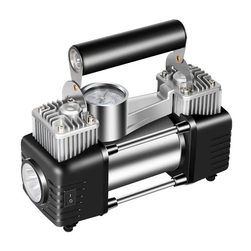 

Car air pump 150W air pump, multi-function automatic charging and stopping double-cylinder high-pressure tires