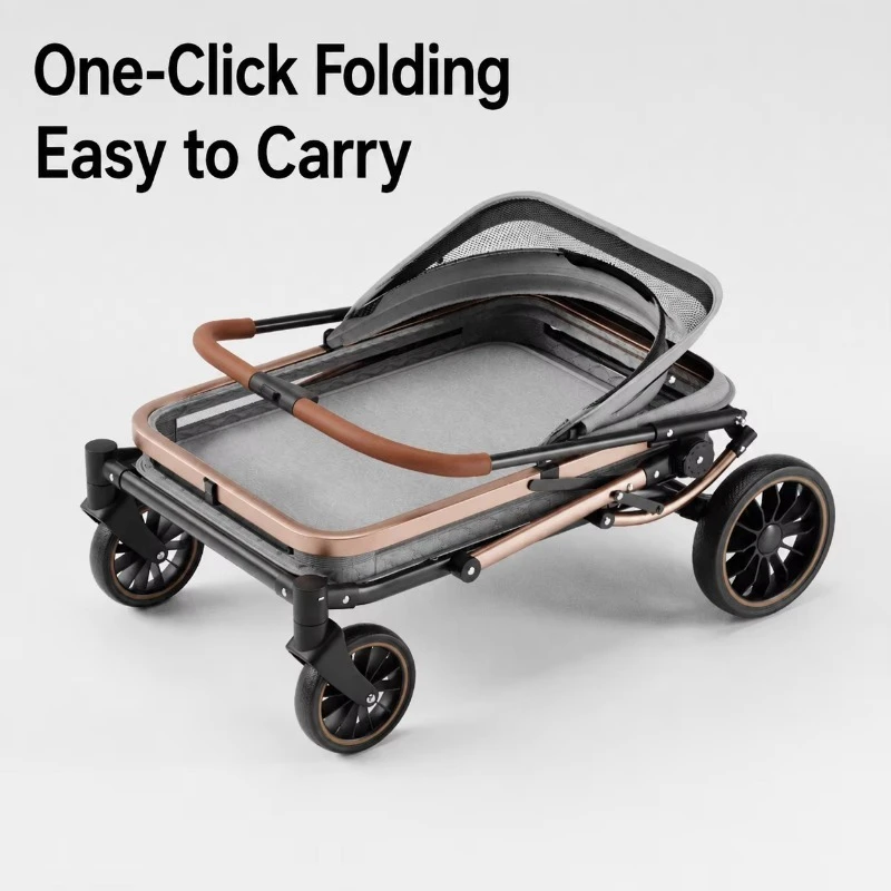 Pet cart for large dogs One-click folding linen + composite fabric