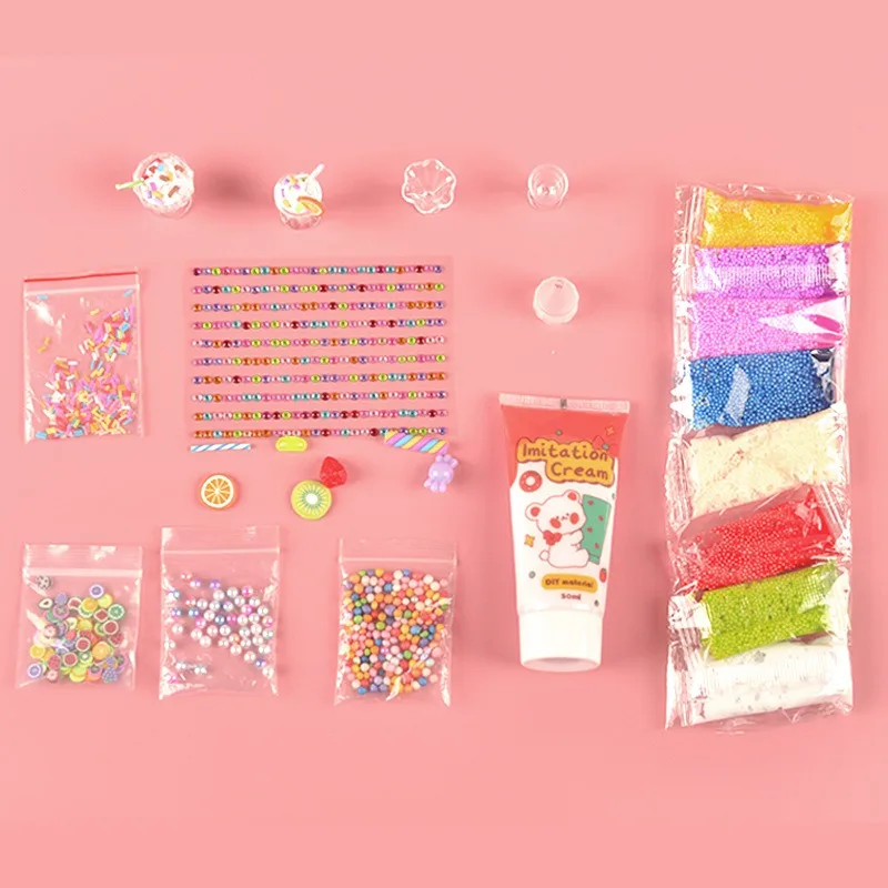 1 Set DIY Handmade Ice Cream Simulation Toy Mini Colorful Snow Paste Making Material Kit Cake Dessert Cup Toy