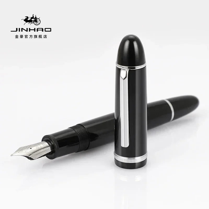 Jinhao-pluma estilográfica acrílica X159, pluma de tinta de Color negro, papelería escolar para estudiantes, suministros de oficina y negocios,