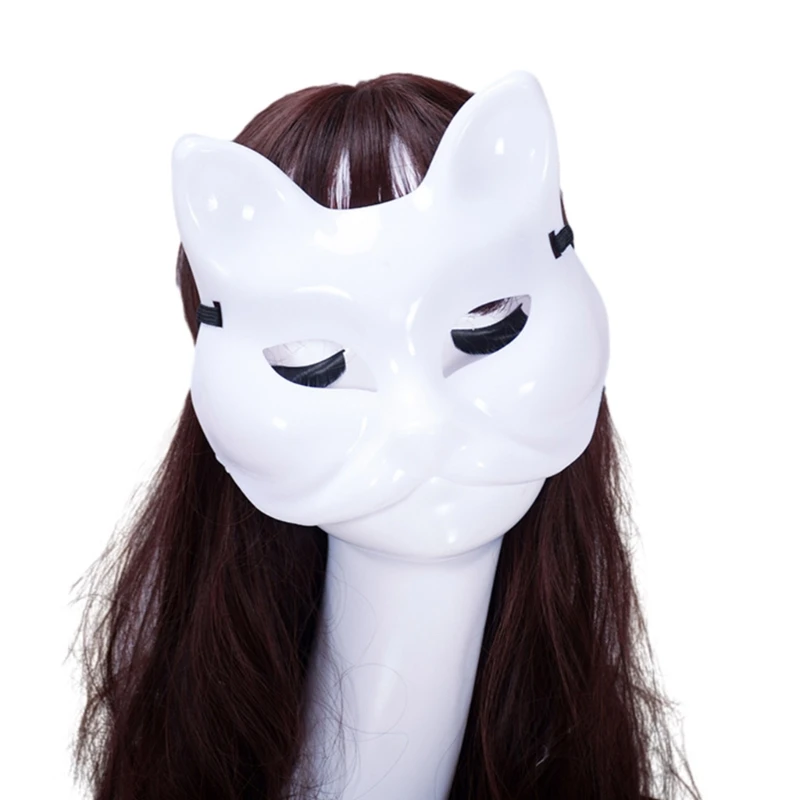 Fox Masks Blank Hand Painted Fox Cat Masks Half Face Cosplays DIY Cat Facemasks Halloween Party Masquerade Costume Masks