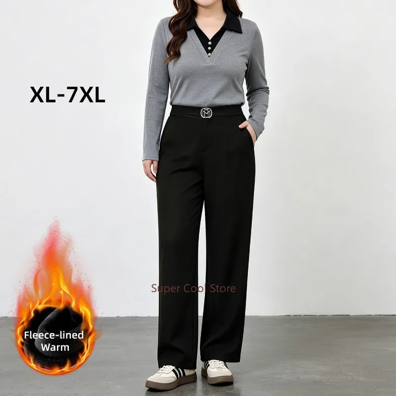 Autumn Plus Size Women High Waist Casual Pants 7XL 6XL 5XL Girl Warm 4XL 3XL Trousers Lady Oversized Stretchy Harem Female Pants
