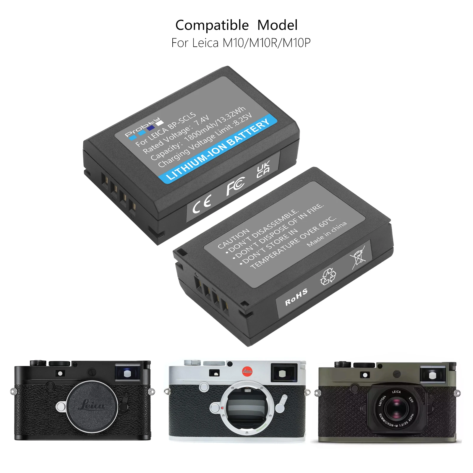 بطارية BP-SCL5 بقدرة 1800 مللي أمبير في الساعة لكاميرا Leica M10 M10-R M10-P بطارية BPSCL5
