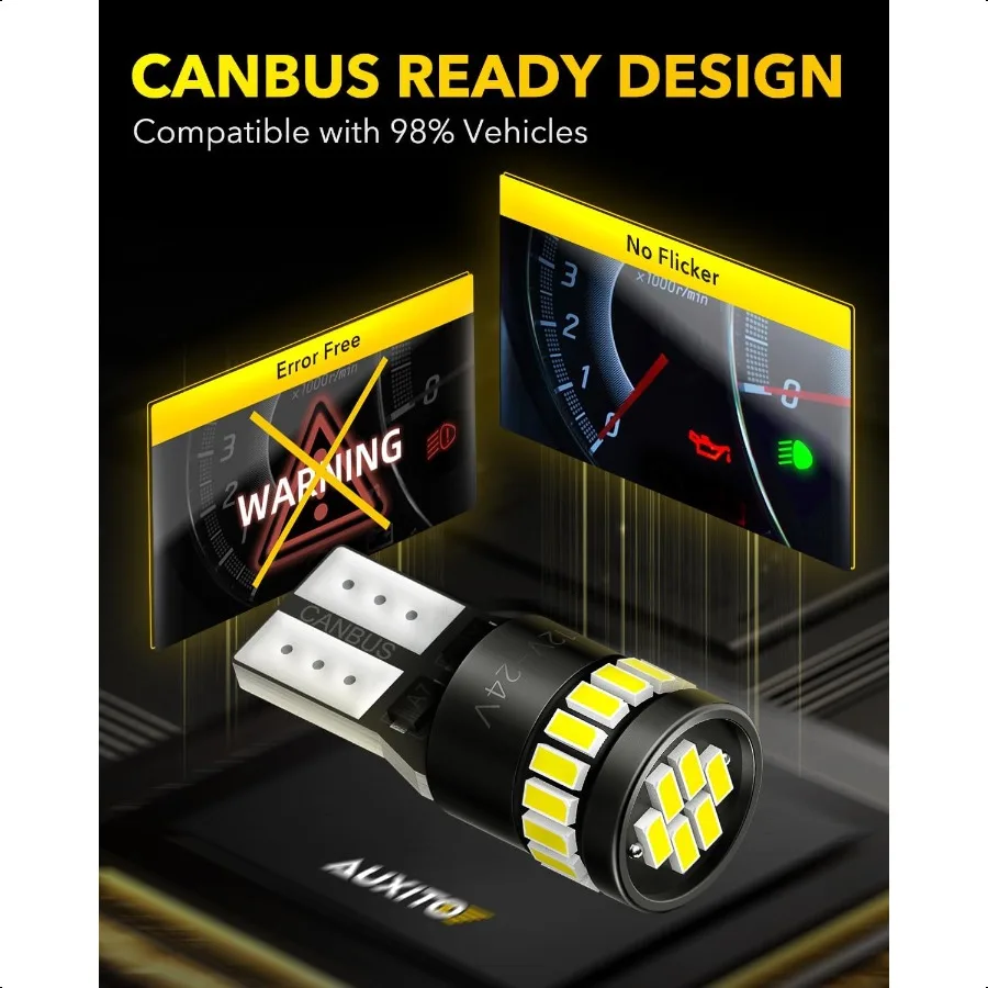 194 Lampadina a LED 6000K Bianco 168 2825 W5W T10 Cuneo 24SMD 3014 Chipsets Kit luce di ricambio a LED Senza errori per interni auto