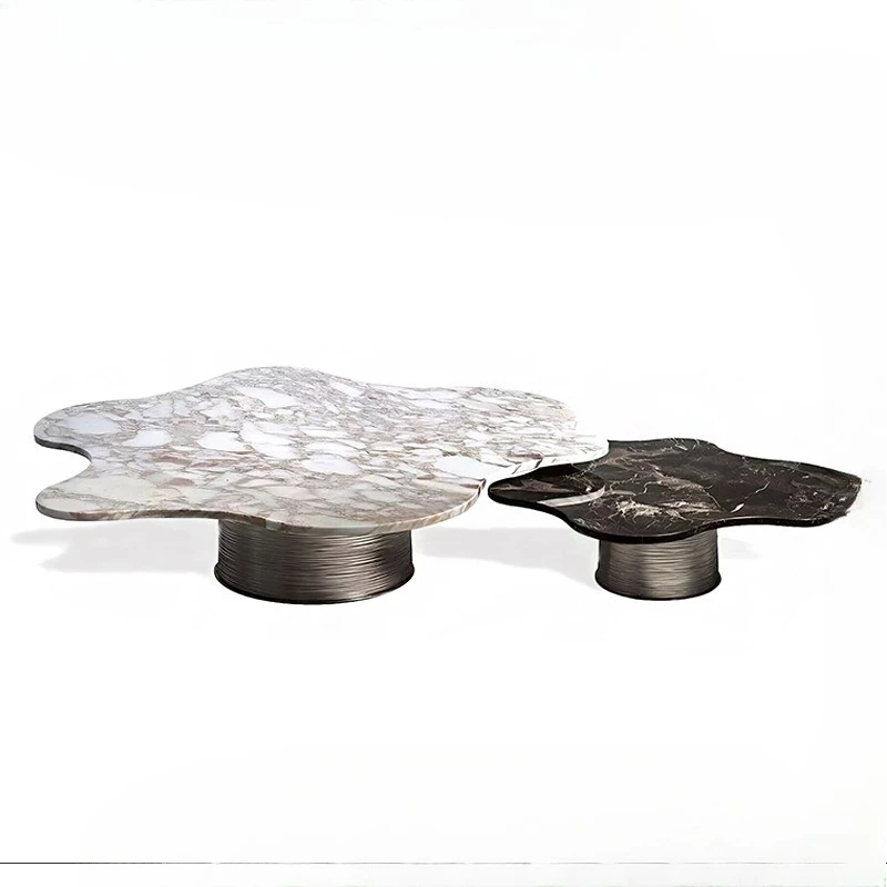 

Light luxury marble cloud coffee table, villa home living room irregular combination metal tea table