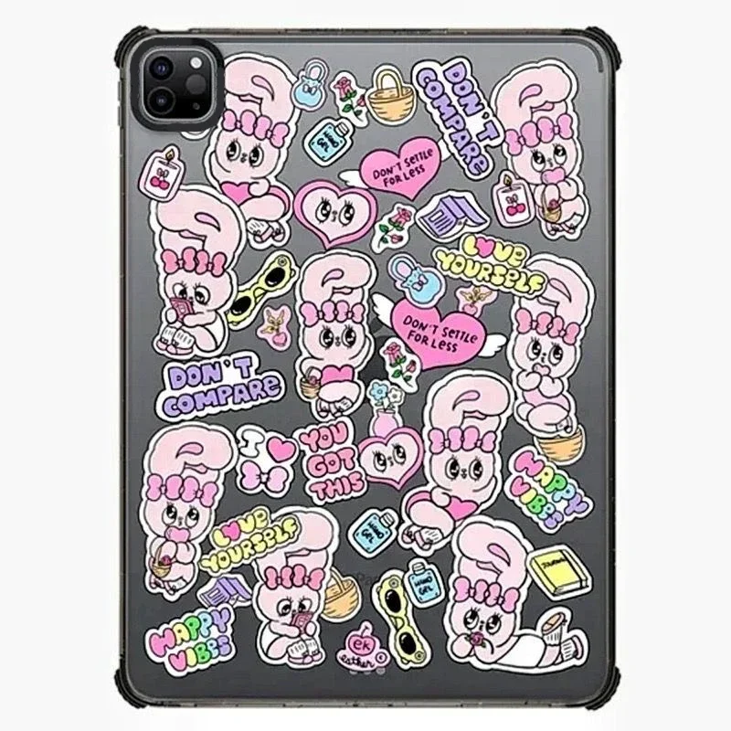 Cartoon Rabbit Acrylic iPad Case for iPad Air 4 Air 5 10.9inch iPad Pro 2020 2021 2022 11inch 12.9inch Protective Cover Shell