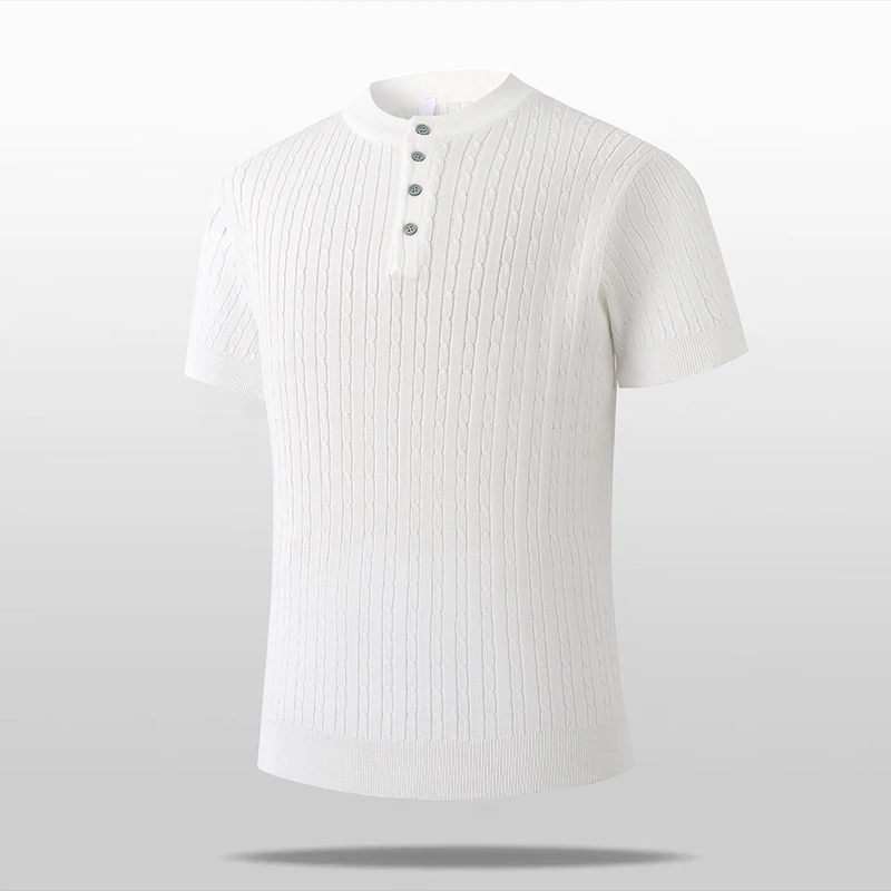 

Men Ice Silk Short Sleeve Knitted Polo Shirts Men Summer High End Sense Polo Shirts Men Fashion Lapel Casual Breathable Tops