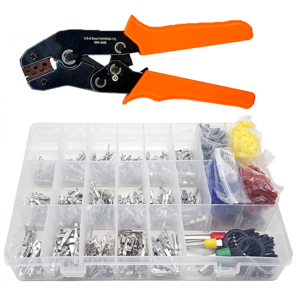 820 stücke 21 Arten Auto Elektrische Draht Stecker Pin Terminal 1/1,5/1,8/2,2/2,8/3,5mm Entfernung Nicht-isolierte Männlich Weiblich Crimp Pins – Detail 11