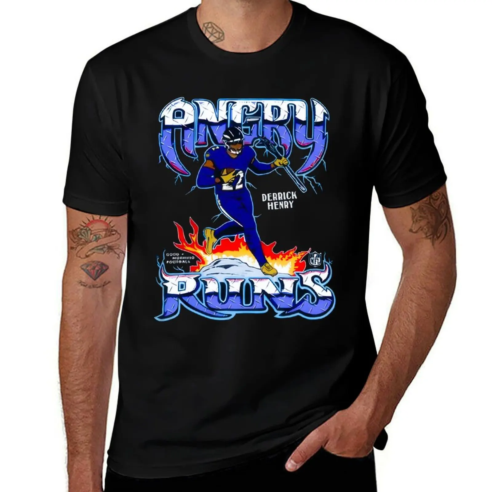 Derrick Baltimore- football angry runs cartoon T-Shirt Big Size Daily Wear T-Shirt