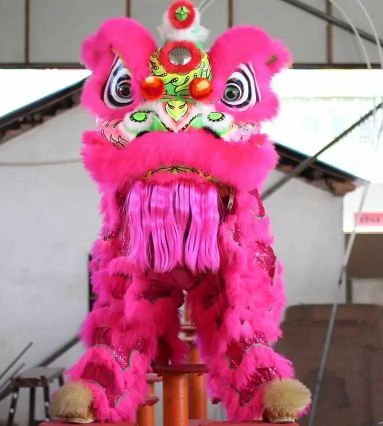 Disfraz de baile del león del Sur para adultos, ropa de mascota peluda PARA 2 JUGADORES, fiesta de actuación deportiva, desfile al aire libre, escenario de Parad