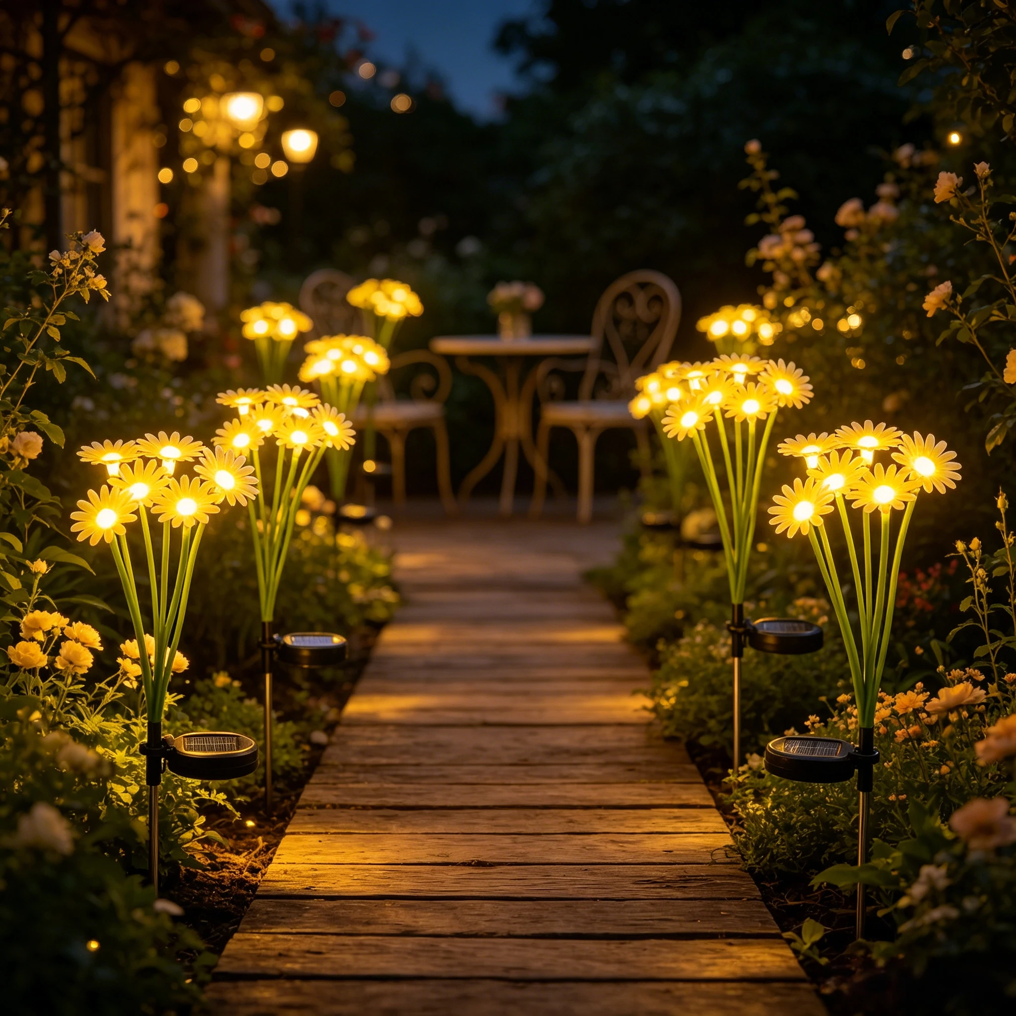 1pc/2pc/4pc Solar Daisy Garden Light Outdoor Waterproof Pathway Decoration For Yard Patio Lawn