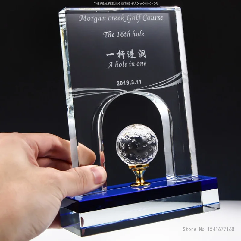 Golf Crystal Trophy for Home Decoration, Creative Total net score, Best Distance Awards, Excellent Sports Competition Prize, 1Pc