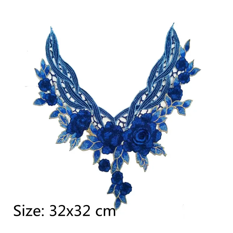 Embroidered Fabric Flower Lace Sewing Applique, Neckline Collar, Applique Accessories, 1Pc