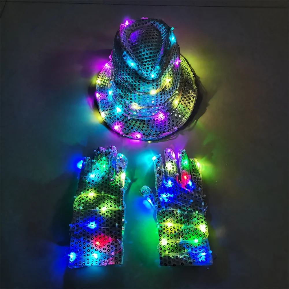 New RGB Flashing LED Hats Gloves Finger Lighting Glasses Glowing Costumes Clothes Party Masks Props