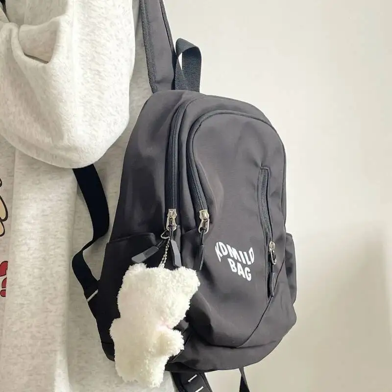 Japanese All Match Contrast Color Backpack Y2k Aesthetic Fashion Letter Print Preppy Schoolbags Casual Backpacks For Students