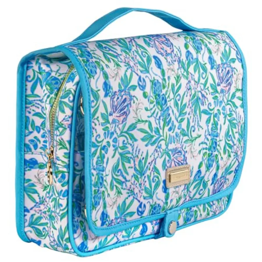 

Travel Toiletry Bag with Handle, Pockets, and Zipper, Hanging Travel Organizer for Makeup and Toiletries, Just a Pinch