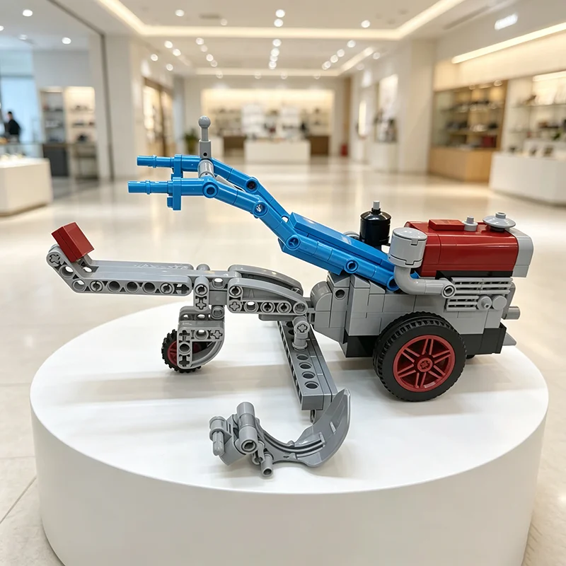 254PCS Classic Walking Tractor Building Blocks Toy MOC Agricultural Machinery Model Desktop Display Collectible Ornament Gift