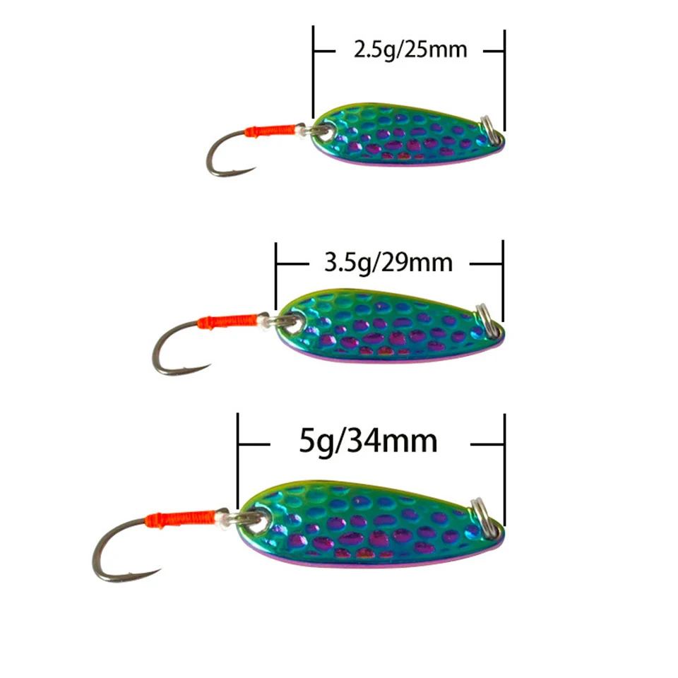 KoKossi 2.5G/3.5G/5G Metal Spoon Fishing Bait Pesca Leech Sequin Jig Isca Wobbler Fly Fishing Hard Bait Crank Bait Trout