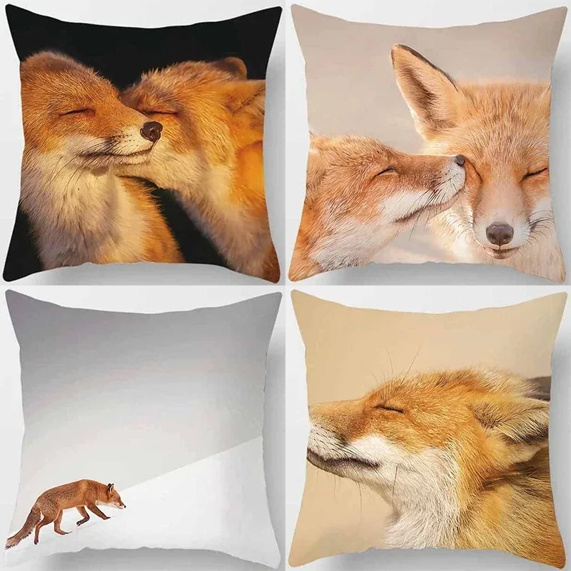 Office Living Room Home Pillowcase Wild Fox Pattern Pillowcase Car Ornaments