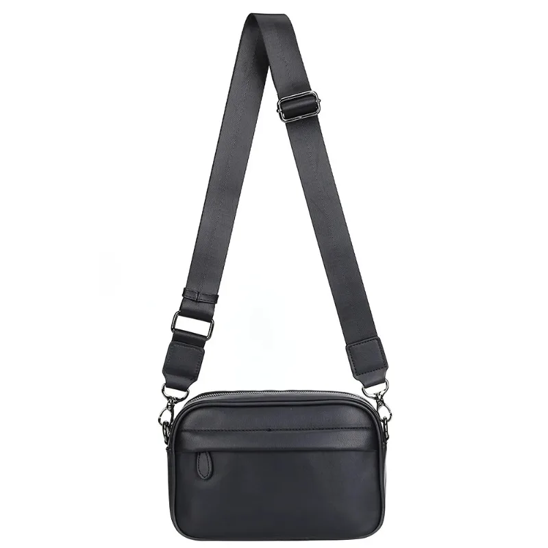 Bolsa de Ombro de Couro PU para Homens, Sacos Crossbody de Alça Larga, Sacos de Estilinete Quadrados, Saco Mensageiro Casual