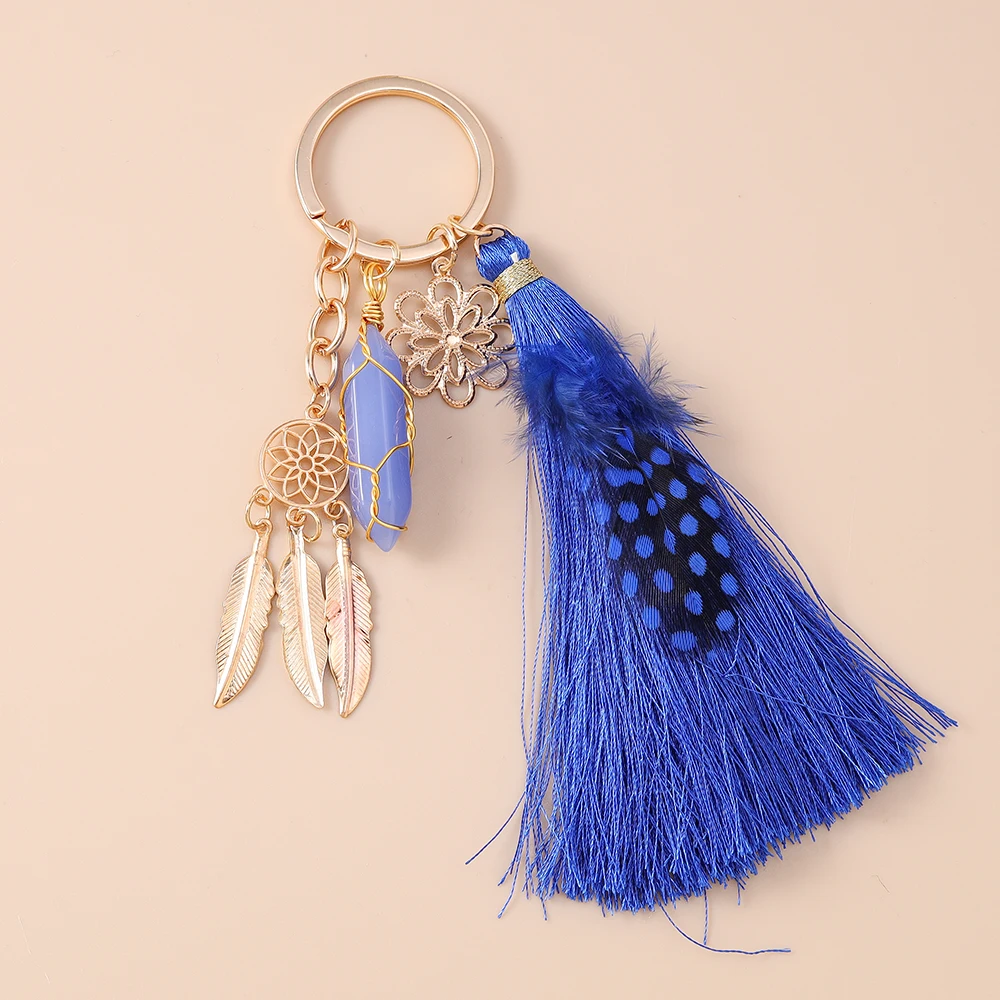 Aihua Boho-Traumfänger-Schlüsselanhänger mit großen Federn für Damen und Mädchen, Handtaschenanhänger, Traumfänger-Schlüsselanhänger, Schmuck, Geschenke – Detail 6