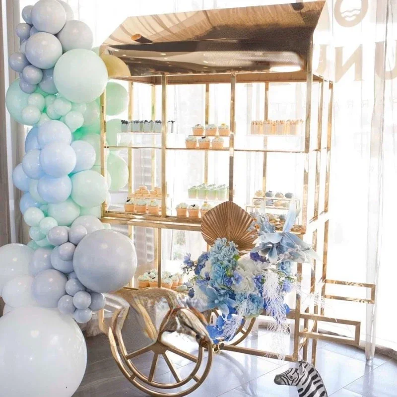 Stainless steel gold display candy dessert cart for baby shower