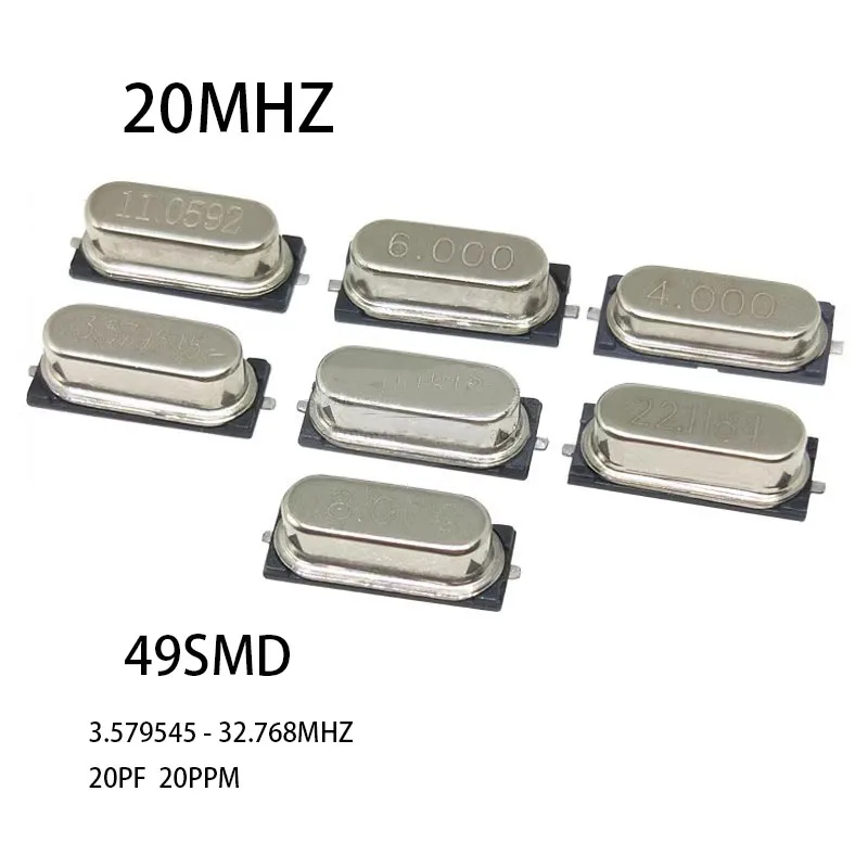 10pcs/LOT for 13M 13.52127M 16M 16.384M 18.432M 19.2M 20M Quartz Resonator Passive Crystal Oscillator HC-49SMD 16MHz 49SMD 20MHz