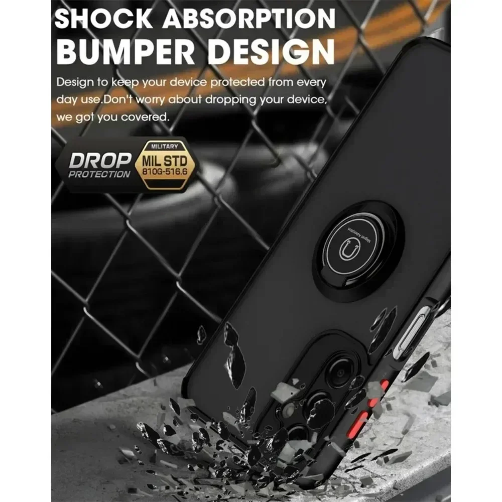 충격 방지 매트 마그네틱 케이스, 삼성 갤럭시 S24 S23 S22 S21 S20 울트라 플러스 S21 FE A 55 A15 A35 A25 A05 링 거치대 커버