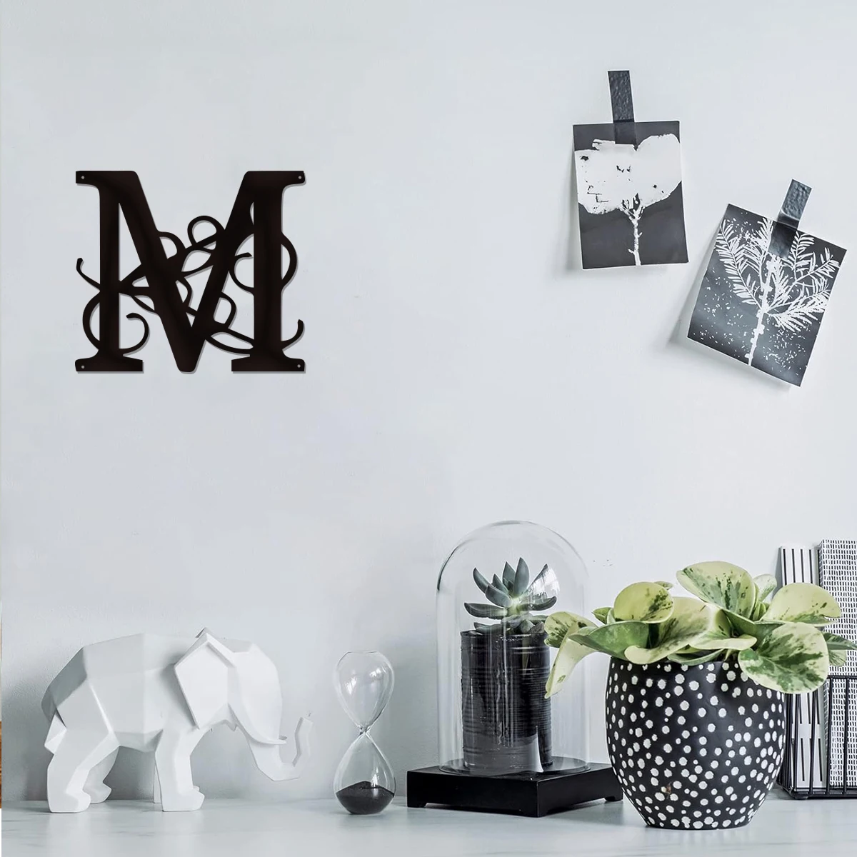 1pc Flourish Monogram SVG, metal wall art; indoor and outdoor decoration;;Fanc Flourish Monogram Svg, letters of M,