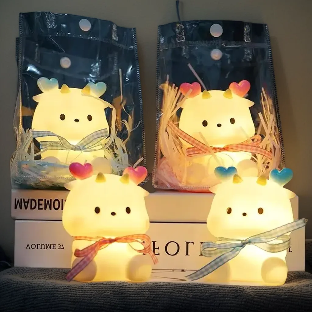 

Blue LED Cartoon Dragon Night Lamp - Bedroom Bedside Light for Kids Holiday Gifts